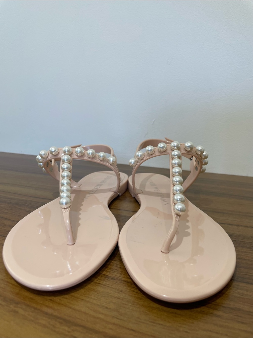 STUART WEITZMAN Goldie Pearl Jelly Sandals Size 7 Nude Blush - Picture 13 of 15